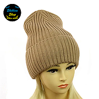 Женская вязанная шапка - Эльза - Капучино