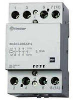 Модульний контактор 4NO, AC/DC, 63A, 220-240 В, AgSnO2, FINDER 226402304310