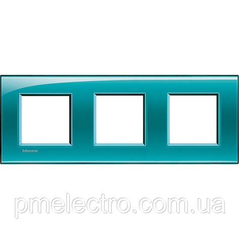 Рамка прямокутна 3-поста, Зелена, Legrand Bticino LivingLight, LNA4802M3VD, фото 1
