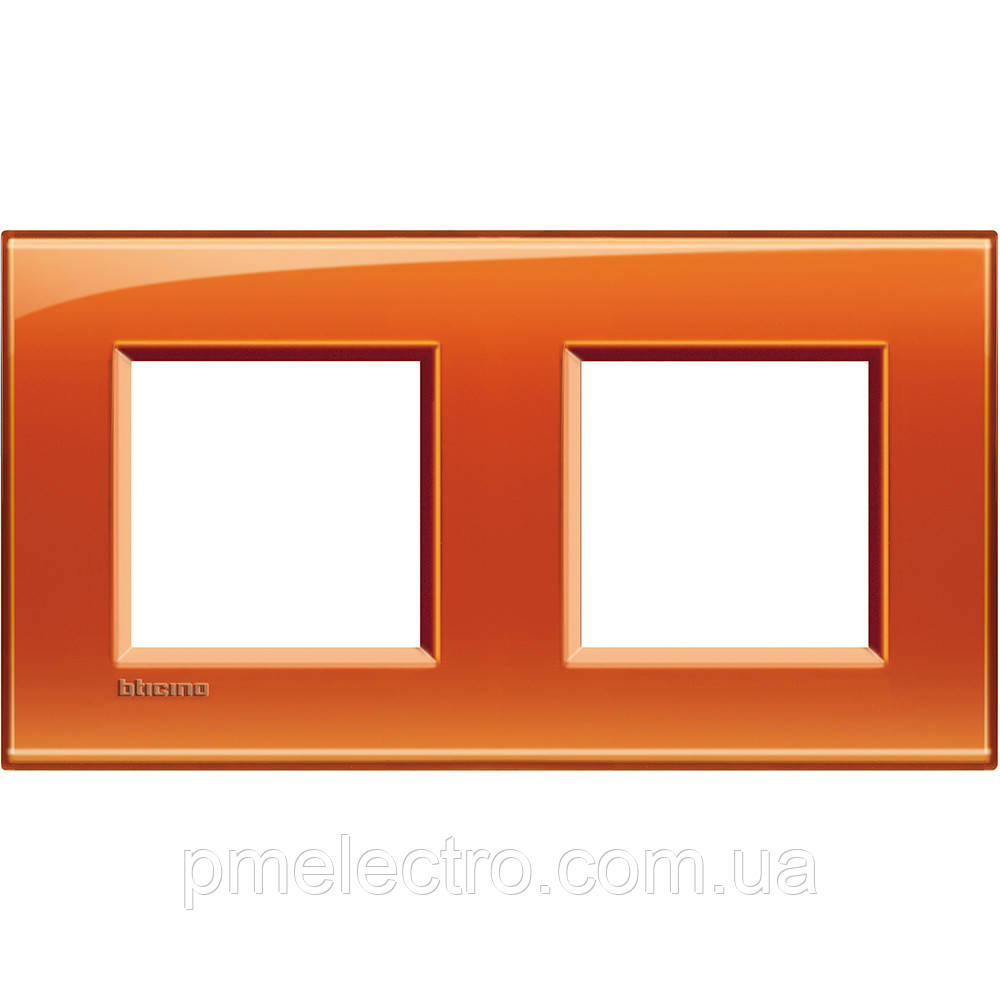 Прямокутна Рамка 2 - посту, Помаранчевий, Legrand Bticino LivingLight, LNA4802M2OD