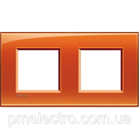 Прямокутна Рамка 2 - посту, Помаранчевий, Legrand Bticino LivingLight, LNA4802M2OD, фото 1
