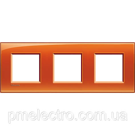 Рамка прямокутна 3-поста, Жовтогарячий, Legrand Bticino LivingLight, LNA4802M3OD, фото 1