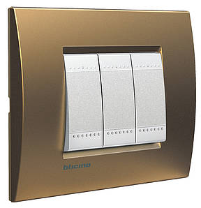 Рамка прямокутна 3-модуль, Бронза, Legrand Bticino LivingLight, LNA4803BZ, фото 4