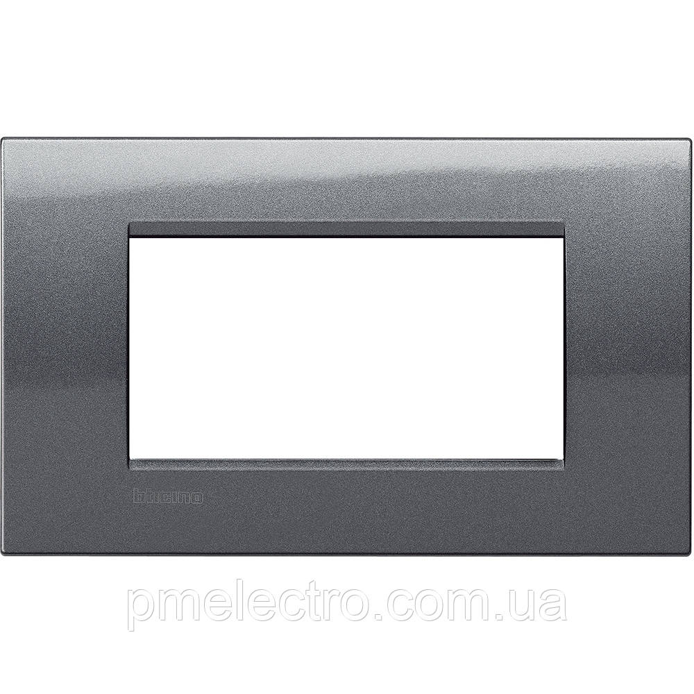 Рамка прямокутна 4-модуль, Сталь, Legrand Bticino LivingLight, LNA4804AC
