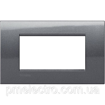 Рамка прямокутна 4-модуль, Сталь, Legrand Bticino LivingLight, LNA4804AC, фото 1