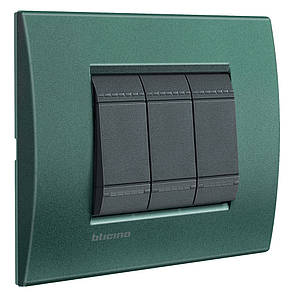 Рамка прямокутна 3-модуль, Зелений шовк, Legrand Bticino LivingLight, LNA4803PK, фото 4