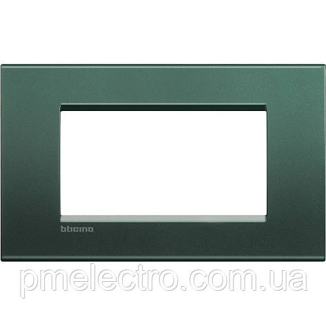 Рамка прямокутна 4-модуль, Зелений шовк, Legrand Bticino LivingLight, LNA4804PK, фото 1