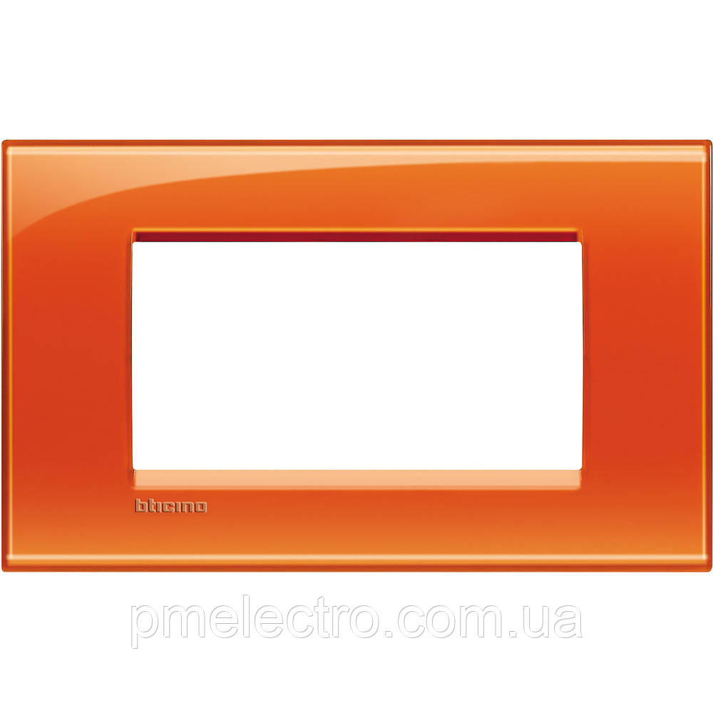 Рамка прямокутна 4-модуль, Жовтогарячий, Legrand Bticino LivingLight, LNA4804OD