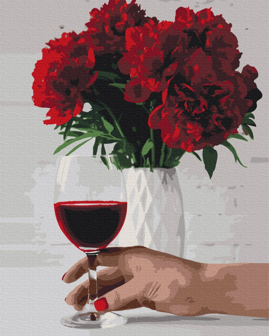 Картина за номерами 40×50. Натюрморт Піонове вино Brushme