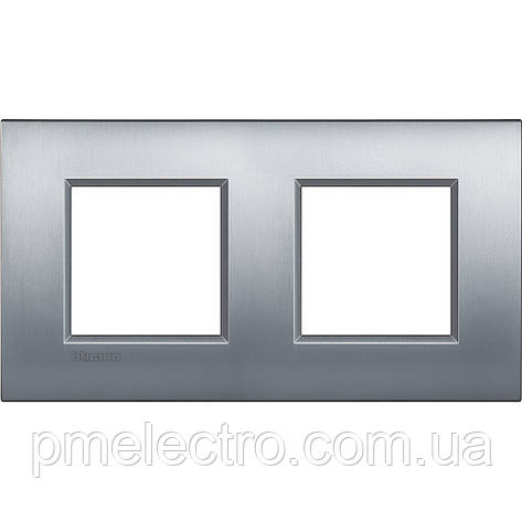 Рамка ультратонка 2-поста, Матовий хром, Legrand Bticino LivingLight AIR, LNE4802M2CRS, фото 1