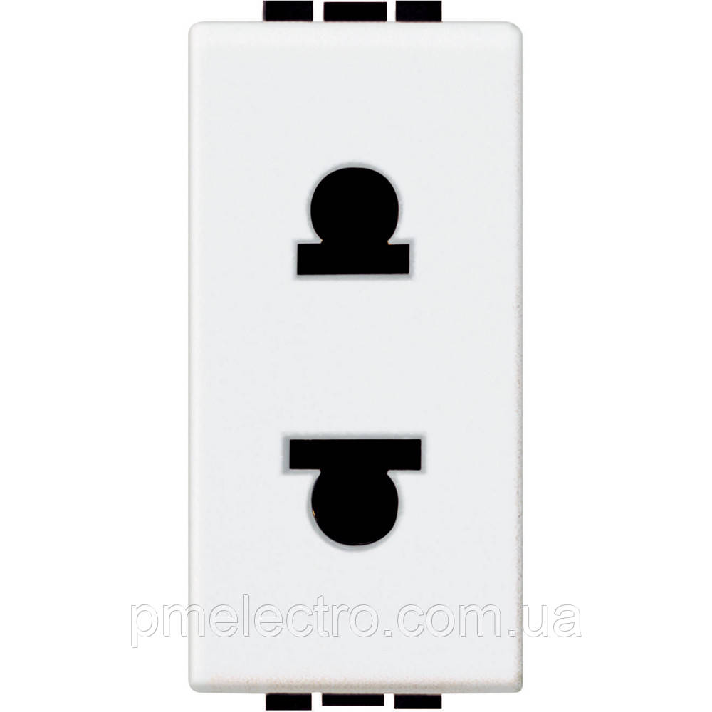 Розетка Євро-американський стандарт, 1 модуль 2К, 16А, 127/250В, Legrand Bticino LivingLight N4125