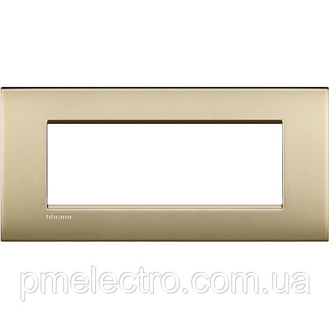 Рамка ультратонка 7-модуль, Матове золото, Legrand Bticino LivingLight AIR, LNC4807OF, фото 1