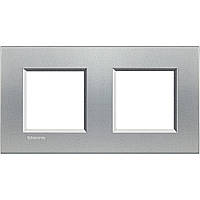 Прямокутна Рамка 2 - посту, Алюміній, Legrand Bticino LivingLight, LNA4802M2TE
