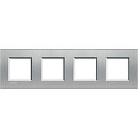 Прямокутна Рамка 4 - посту, Алюміній, Legrand Bticino LivingLight, LNA4802M4TE