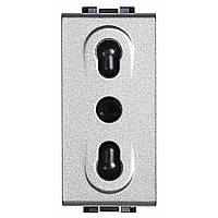 Розетка італійський стандарт, 1 модуль, 2К+З, 16А, 250В, Алюміній Legrand Bticino LivingLight NT4180