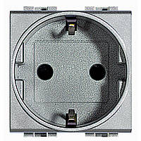 Розетка німецький стандарт, 2 модуля, 2К+З, 10/16А, 250В, Алюміній Legrand Bticino LivingLight NT4141