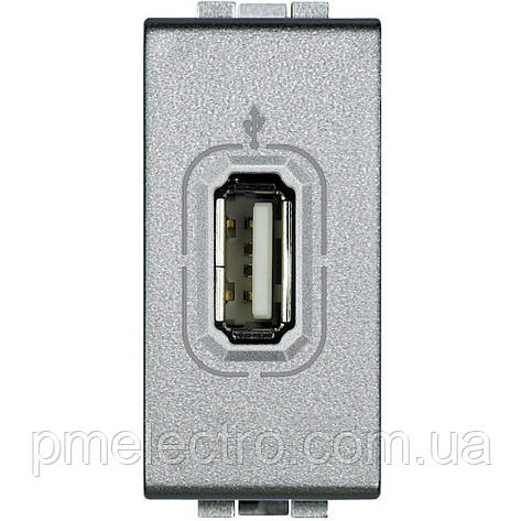 Роз'єм USB, алюміній, Legrand Bticino LivingLight, NT4285, фото 1