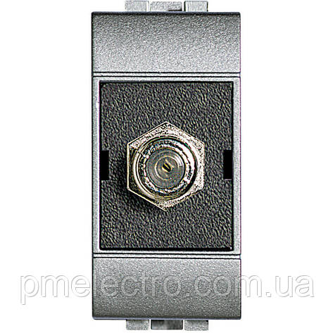 Розетка TV з'єднувач типу F, 1 модуль, Алюміній, Legrand Bticino LivingLight, NT4269F, фото 1