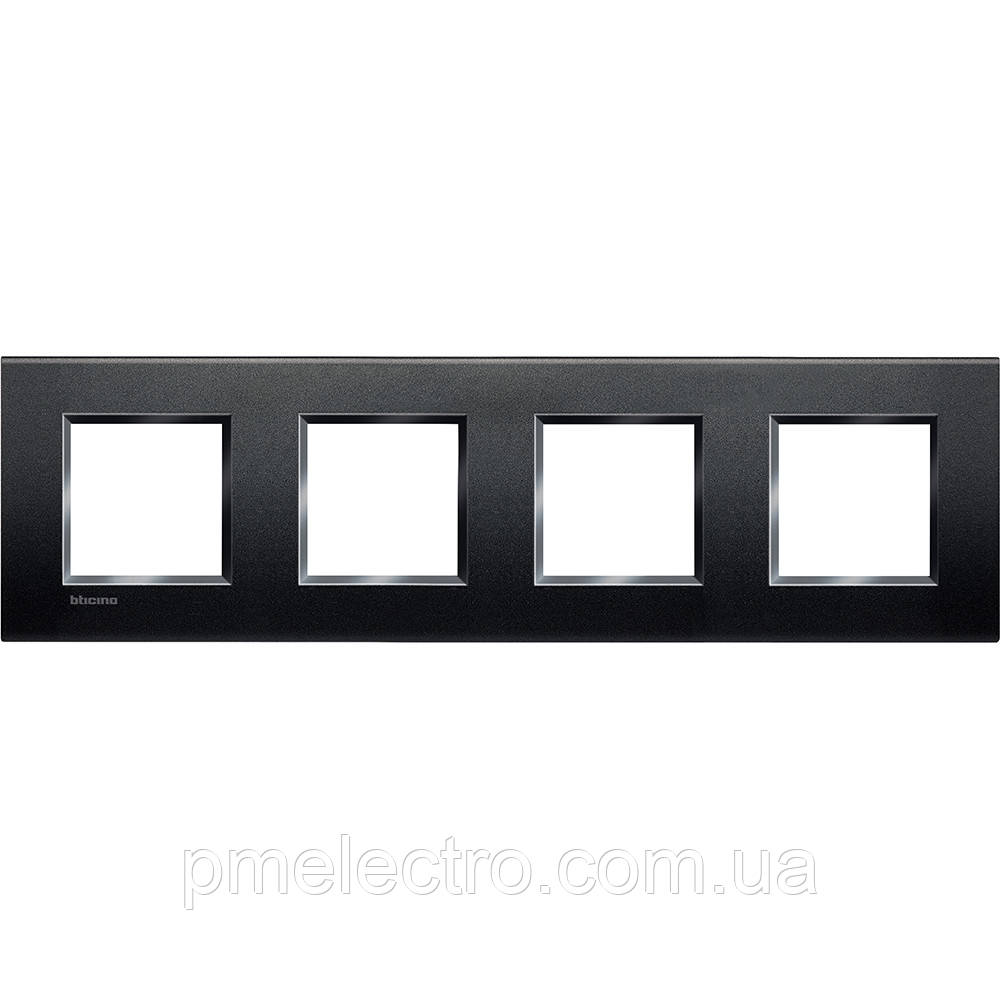Прямокутна Рамка 4 - посту, Антрацит, Legrand Bticino LivingLight, LNA4802M4AR