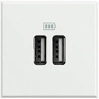 Розетка 2хUSB, 5 В= 2400 мА, 2 модулі, Білий, Legrand Bticino Axolute, HD4285C2