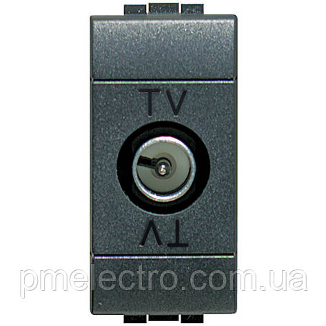 Розетка TV віконна, 1 модуль, Антрацит, Legrand Bticino LivingLight, L4202D, фото 1