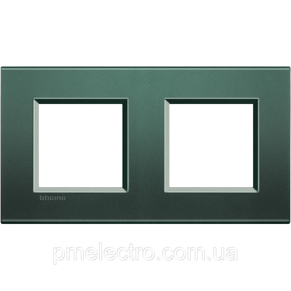 Рамка прямокутна 2-поста, Зелений шовк, Legrand Bticino LivingLight, LNA4802M2PK