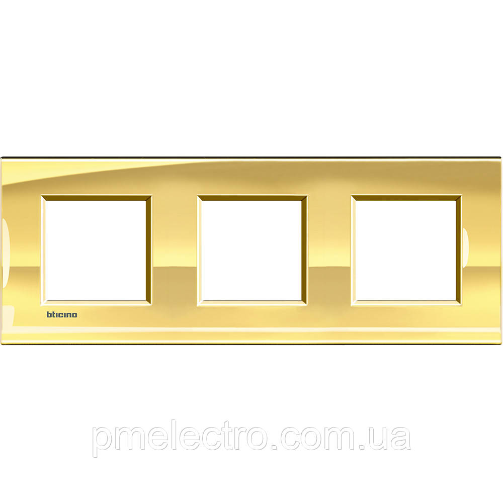 Рамка прямокутна 3-поста, Золото, Legrand Bticino LivingLight, LNA4802M3OA