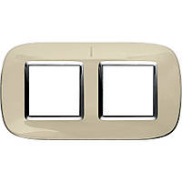 Рамка овальна 2+2 — модуля, Бежева карамель, Legrand Bticino Axolute, HB4802/2DA