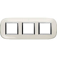 Рамка овальна 2+2+2 — модуля, Біла карамель, Legrand Bticino Axolute, HB4802/3DB