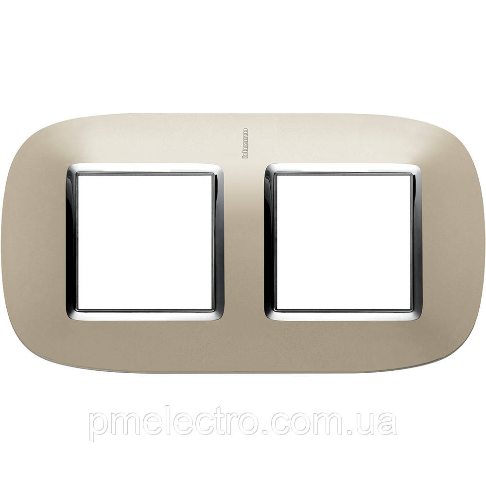 Рамка овальна 2+2 — модуля, Світлий титан, Legrand Bticino Axolute, HB4802/2TC