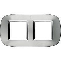 Рамка овальна 2+2 — модуля, Дзеркальний алюміній, Legrand Bticino Axolute, HB4802/2XC