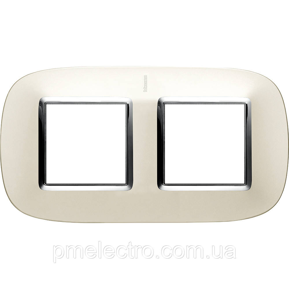 Рамка овальна 2+2 — модуля, Матове срібло, Legrand Bticino Axolute, HB4802M2SAN