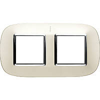 Рамка овальна 2+2 — модуля, Матове срібло, Legrand Bticino Axolute, HB4802M2SAN