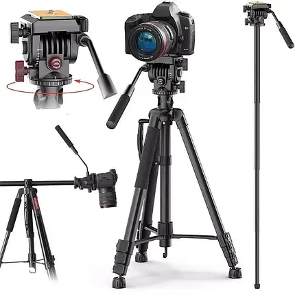 Штатив Ulanzi U-SELECT VT-02, вертикальна тринога 360° для камери, фототапарата 183 см, чорний, фото 1