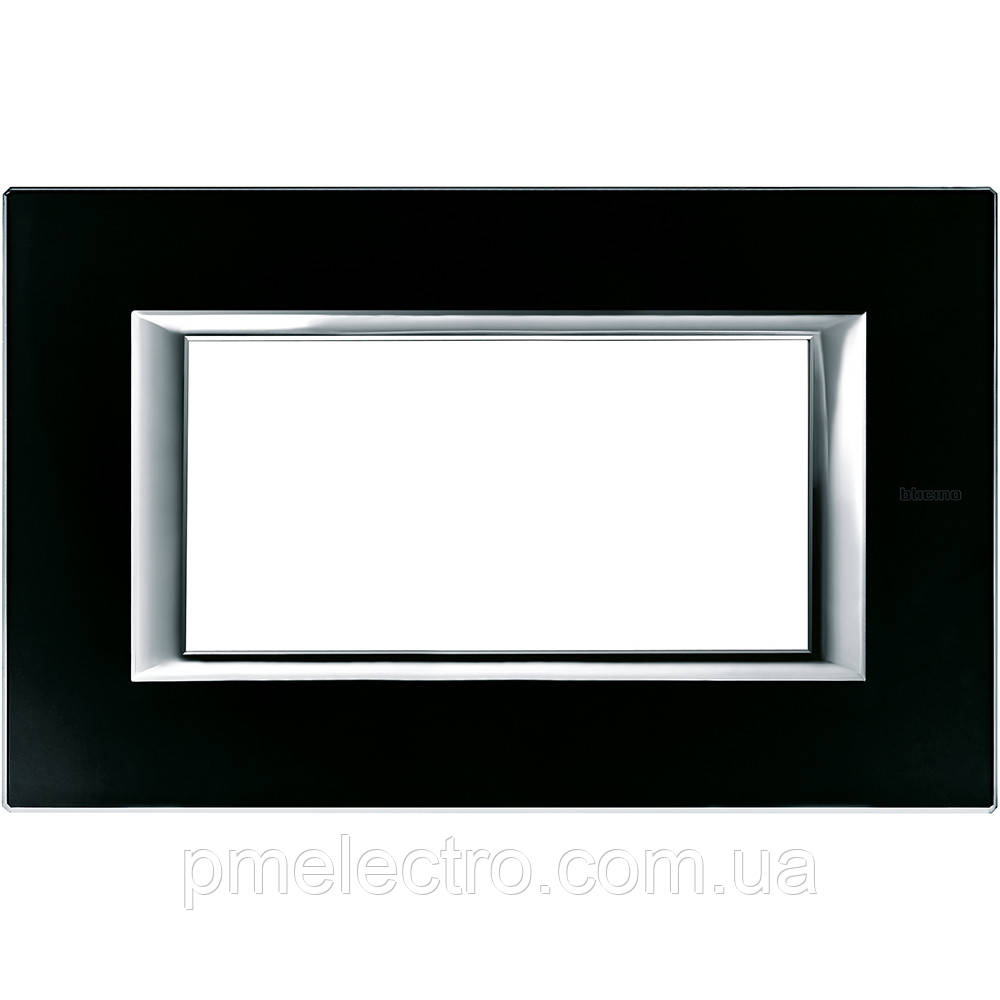 Рамка прямокутна 4 — модуля, Чорне скло, Legrand Bticino Axolute, HA4804VNN