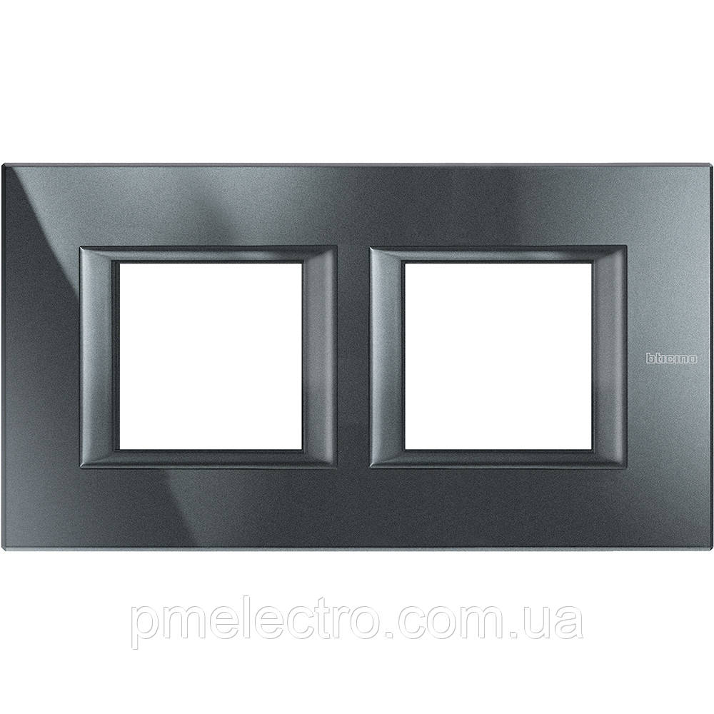 Рамка прямокутна 2+2 — модуля, Антрацит, Legrand Bticino Axolute, HA4802M2HHS