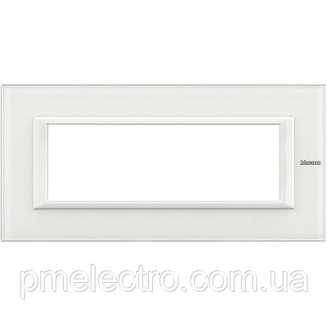 Рамка прямокутна 6 — модулів, Біле скло, Legrand Bticino Axolute, HA4806VBB, фото 1