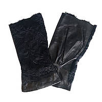 Женские кожаные митенки с гипюром Pitas 0619