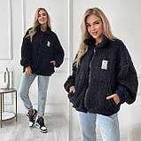 Затишна тепла жіноча кофта-хустка на змійці хутро Тедді, фото 5