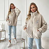 Затишна тепла жіноча кофта-хустка на змійці хутро Тедді, фото 2