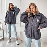 Затишна тепла жіноча кофта-хустка на змійці хутро Тедді, фото 4