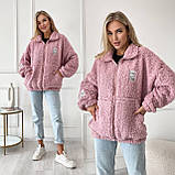 Затишна тепла жіноча кофта-хустка на змійці хутро Тедді, фото 6