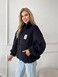 Чорна затишна тепла жіноча кофта-хутрочка на змійці хутро Тедді, фото 5