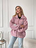 Рожева затишна тепла жіноча кофта-хутрочка на змійці хутро Тедді, фото 3