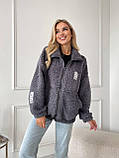 Сіра затишна тепла жіноча кофта-хутрочка на змійці хутро Тедді, фото 3