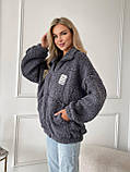 Сіра затишна тепла жіноча кофта-хутрочка на змійці хутро Тедді, фото 8
