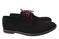 Туфлі чоловічі з натуральної замші на низькому ходу на шнурівці колір Чорний Van Kristi 22-8 AG, код: 7365230