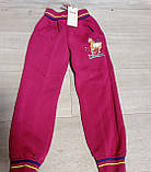 Дитячі спортивні штани з начосом для дівчинки Конячка 3-9 років червоні блакитні малина, фото 4