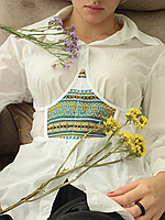 Подгрудный корсет с вышиванкой-гербом на сеточке