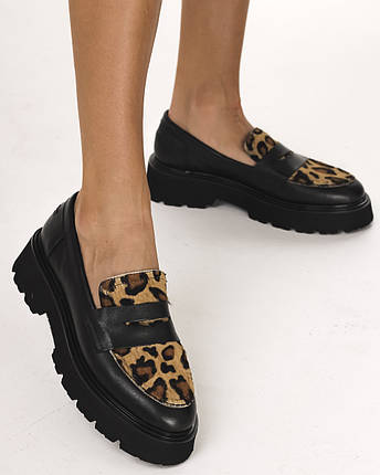Лофери жіночі Evromoda 428807 39 чорна шкіра 36, фото 1